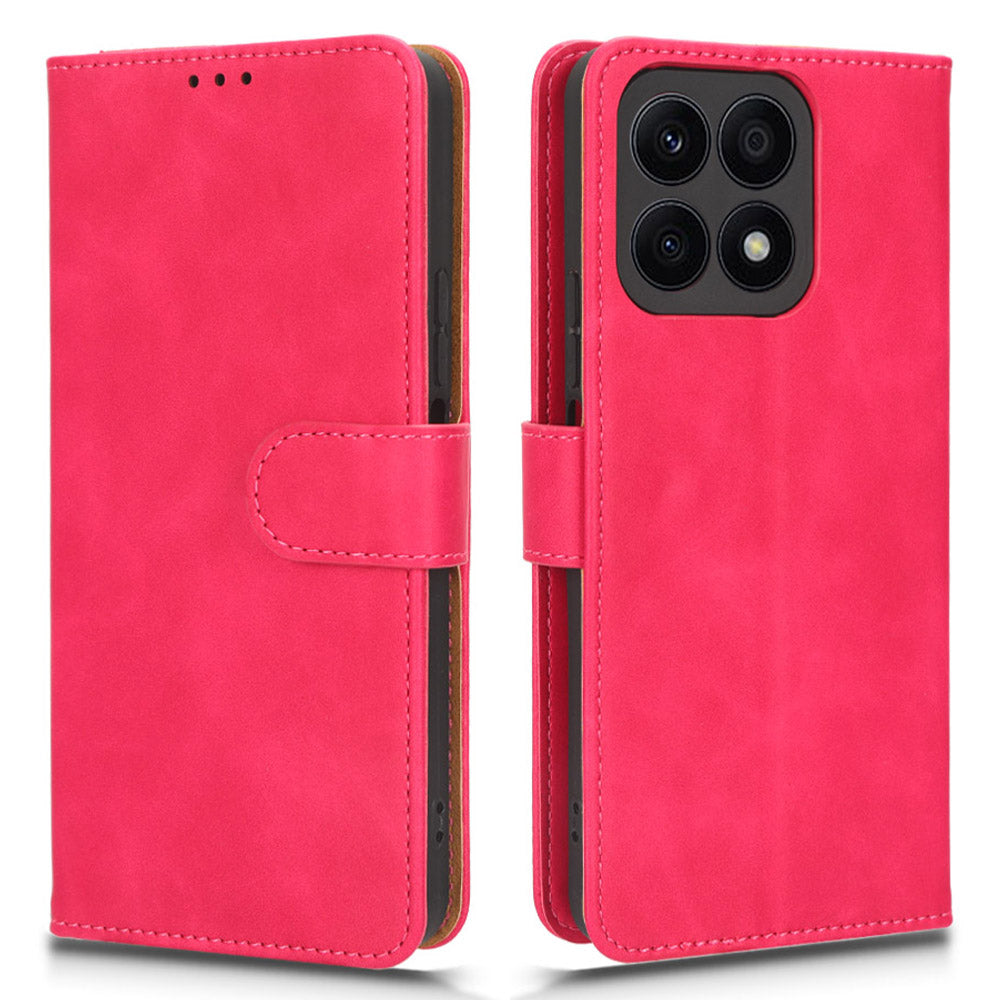 For Honor X8a 4G Skin-friendly PU Leather Phone Case Stand Protective Phone Wallet Cover