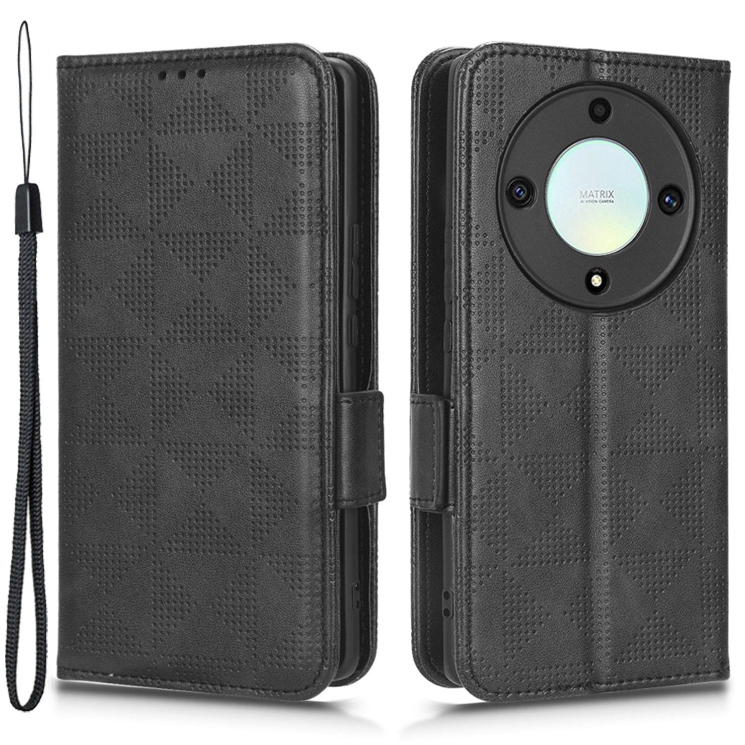 For Honor X40 5G / X9a 5G / Magic5 Lite 5G Imprinted Triangle Pattern Phone Cove Wallet Stand Case