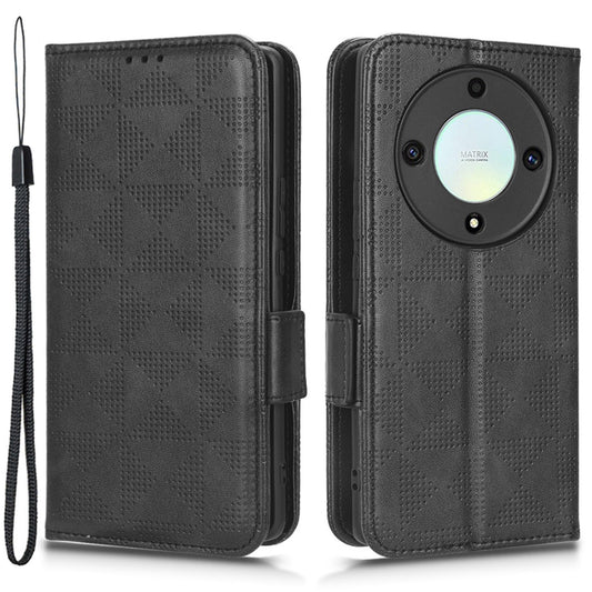 For Honor X40 5G / X9a 5G / Magic5 Lite 5G Imprinted Triangle Pattern Phone Cove Wallet Stand Case