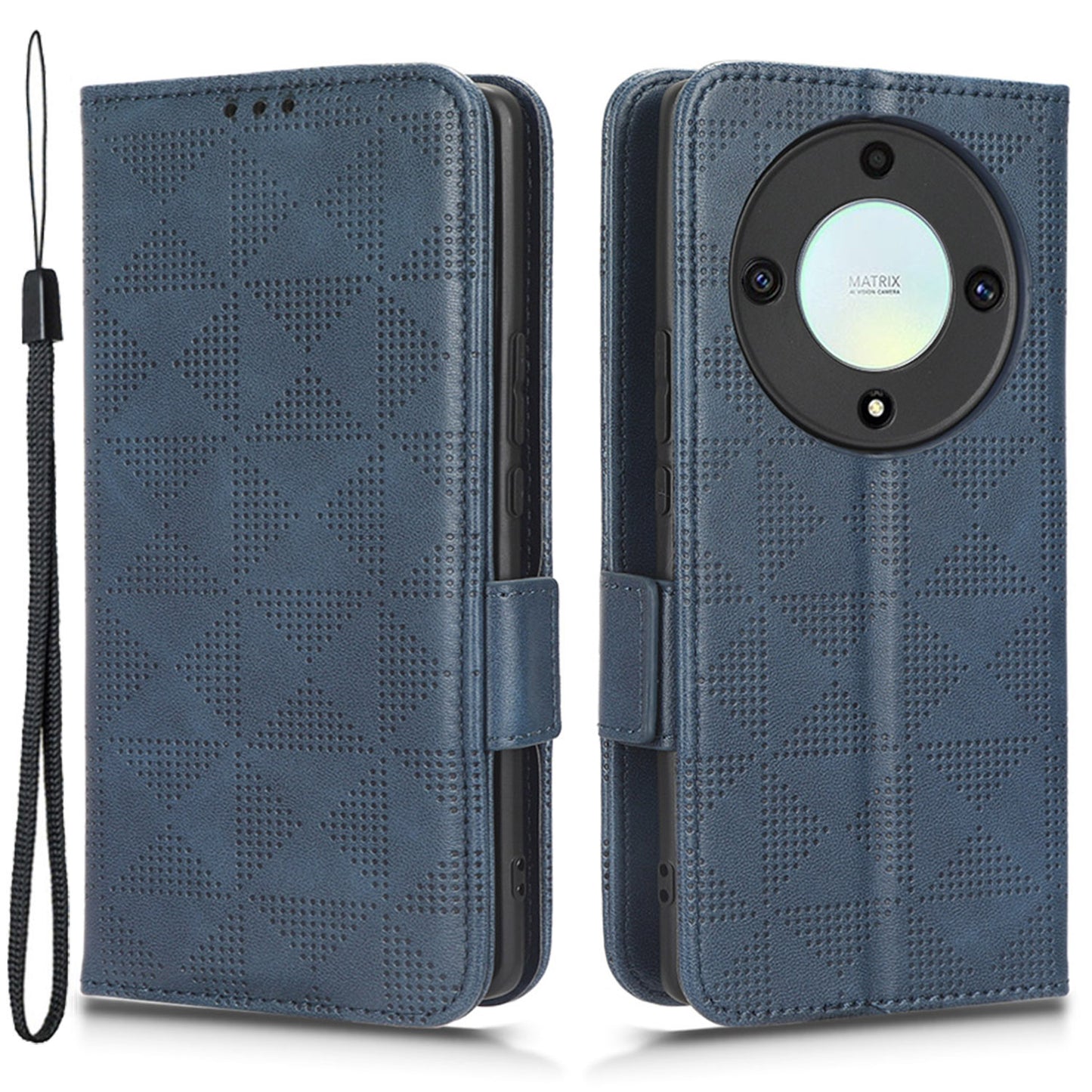 For Honor X40 5G / X9a 5G / Magic5 Lite 5G Imprinted Triangle Pattern Phone Cove Wallet Stand Case