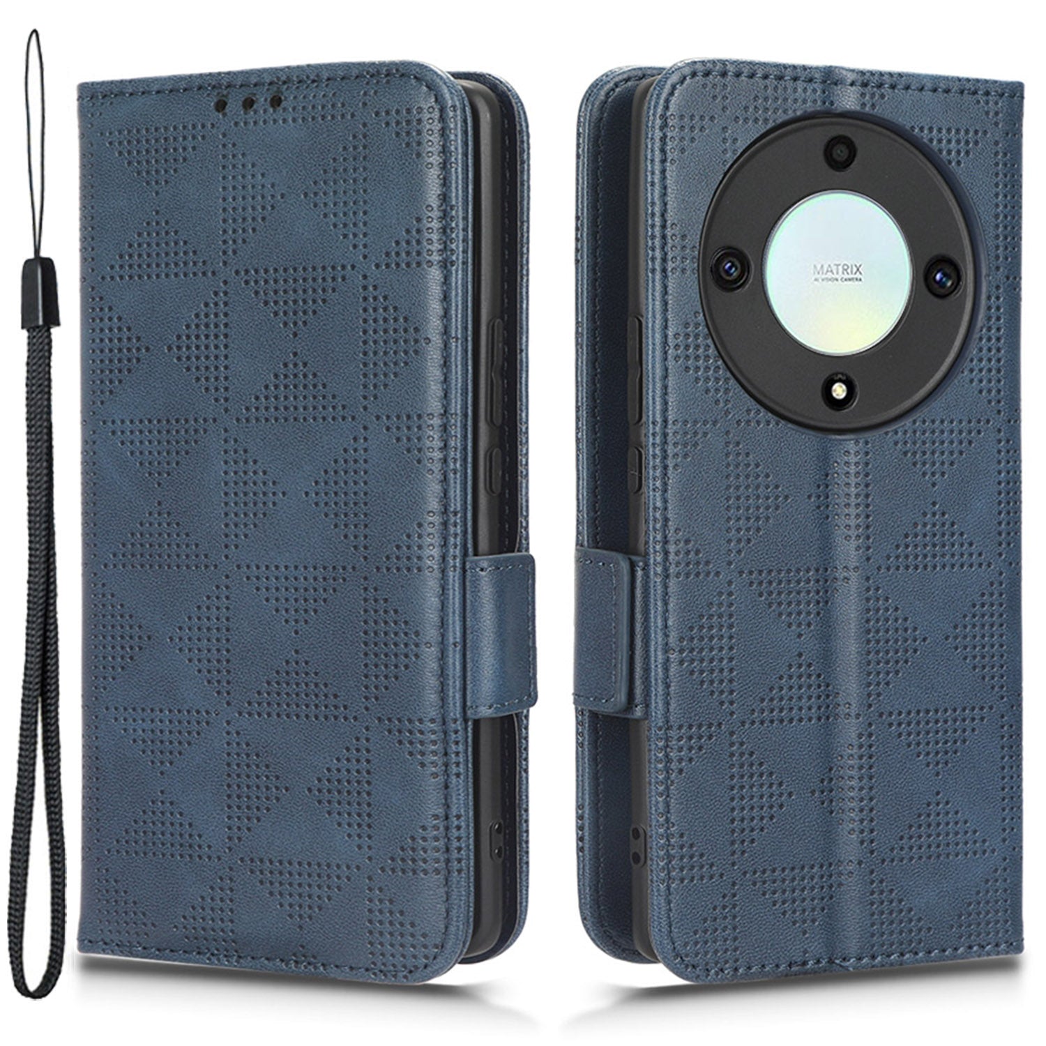 For Honor X40 5G / X9a 5G / Magic5 Lite 5G Imprinted Triangle Pattern Phone Cove Wallet Stand Case