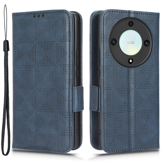 For Honor X40 5G / X9a 5G / Magic5 Lite 5G Imprinted Triangle Pattern Phone Cove Wallet Stand Case