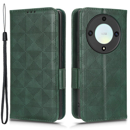 For Honor X40 5G / X9a 5G / Magic5 Lite 5G Imprinted Triangle Pattern Phone Cove Wallet Stand Case