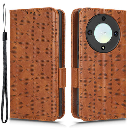 For Honor X40 5G / X9a 5G / Magic5 Lite 5G Imprinted Triangle Pattern Phone Cove Wallet Stand Case