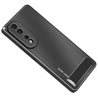For Honor 80 Pro 5G Protective Phone Case TPU Frame Aluminium Alloy Back Kickstand Brushed Phone Cover