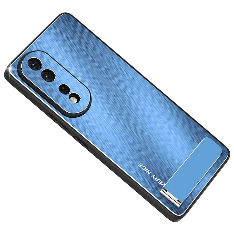 For Honor 80 Pro 5G Protective Phone Case TPU Frame Aluminium Alloy Back Kickstand Brushed Phone Cover