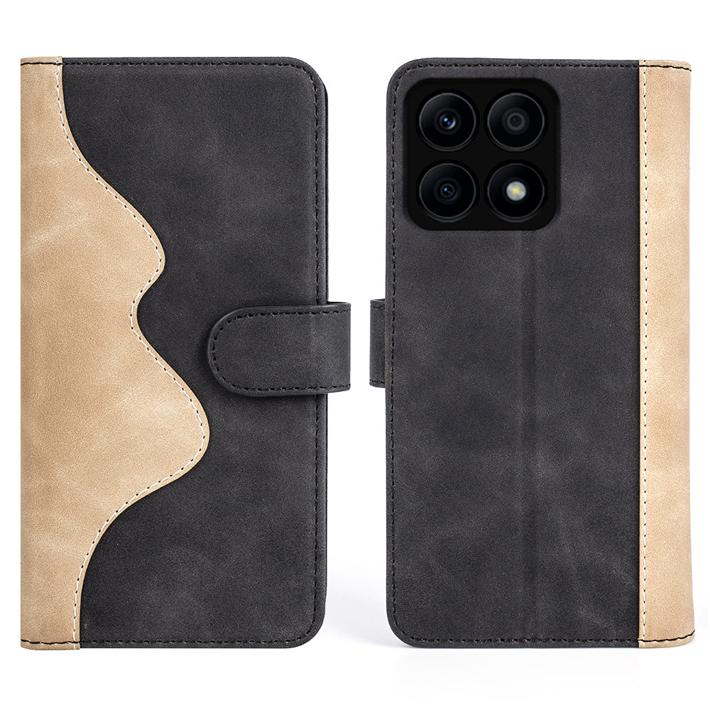 For Honor X8a 4G Phone Case Dual Color Splicing Stand Wallet Leather Shockproof Phone Cover