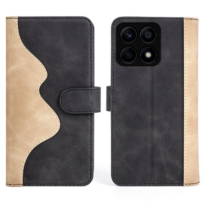 For Honor X8a 4G Phone Case Dual Color Splicing Stand Wallet Leather Shockproof Phone Cover