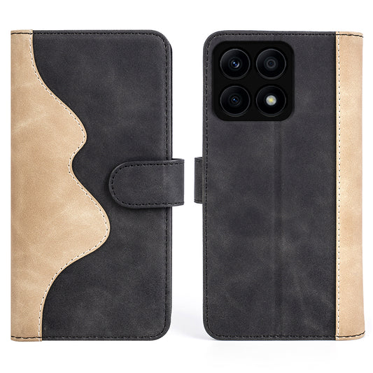 For Honor X8a 4G Phone Case Dual Color Splicing Stand Wallet Leather Shockproof Phone Cover