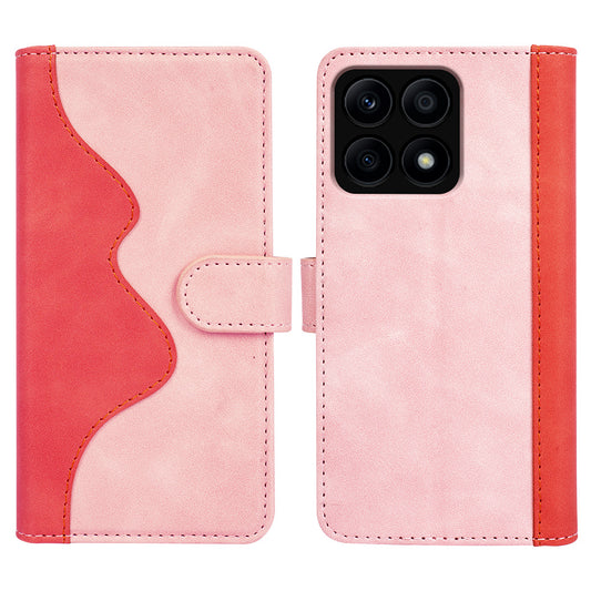 For Honor X8a 4G Phone Case Dual Color Splicing Stand Wallet Leather Shockproof Phone Cover