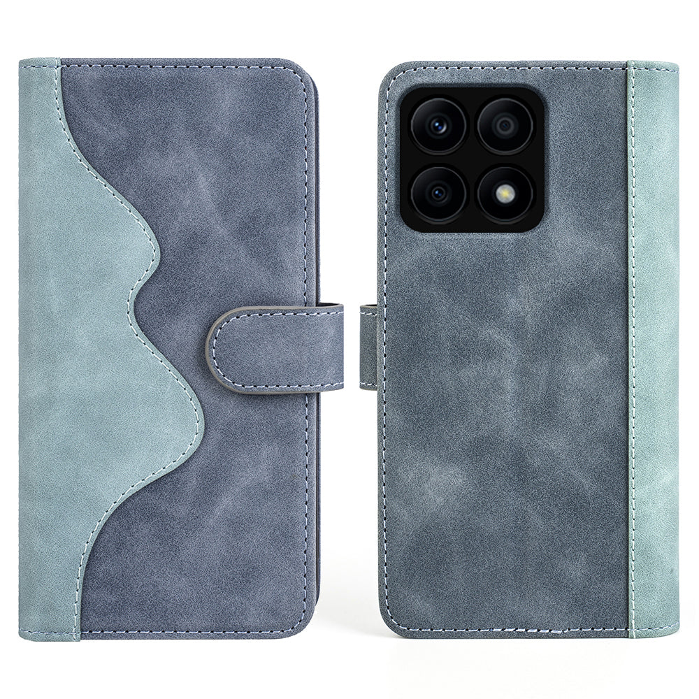 For Honor X8a 4G Phone Case Dual Color Splicing Stand Wallet Leather Shockproof Phone Cover