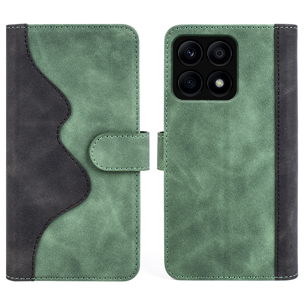 For Honor X8a 4G Phone Case Dual Color Splicing Stand Wallet Leather Shockproof Phone Cover