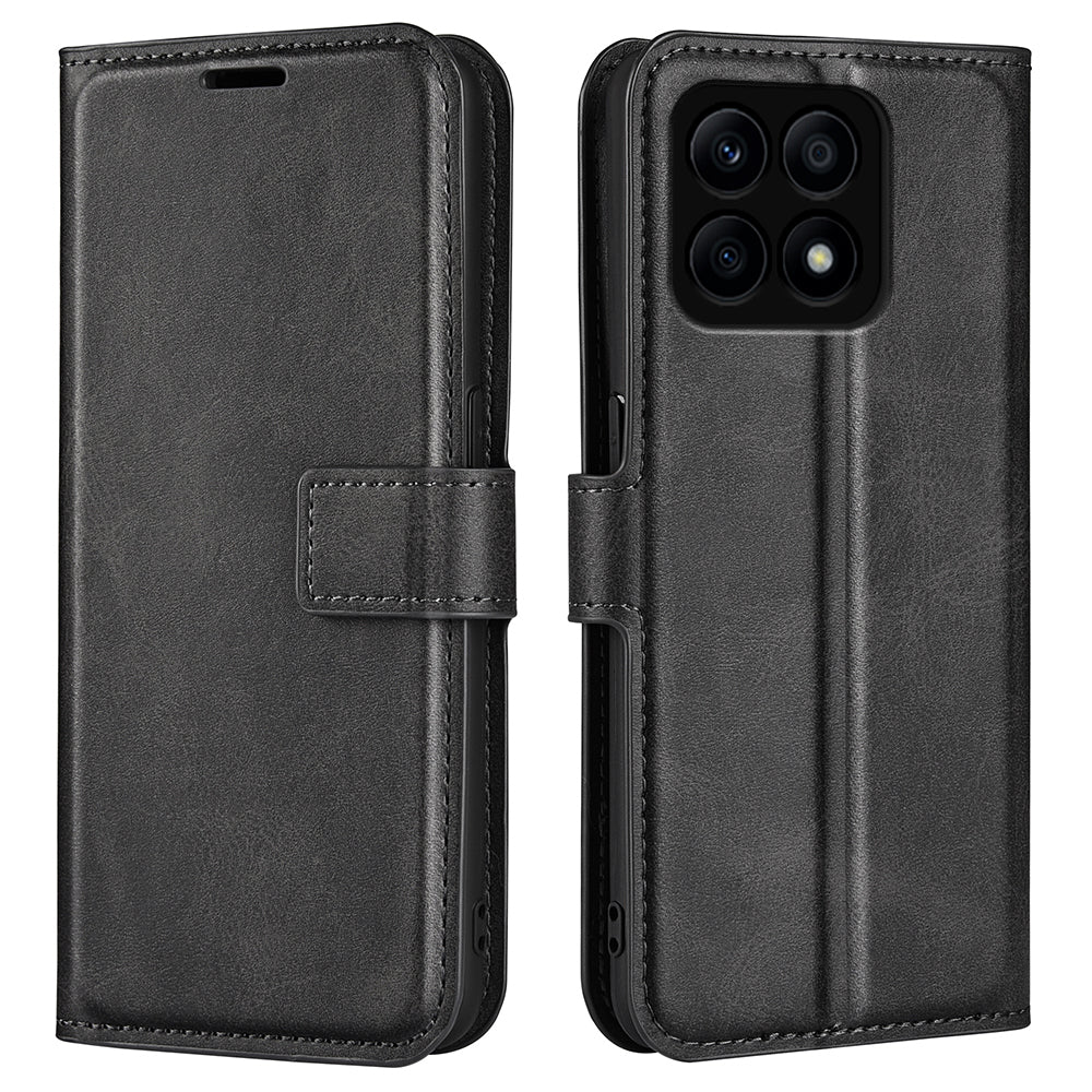 For Honor X8a 4G Calf Texture Stand Wallet PU Leather Case Square Magnetic Closure Flip Phone Cover
