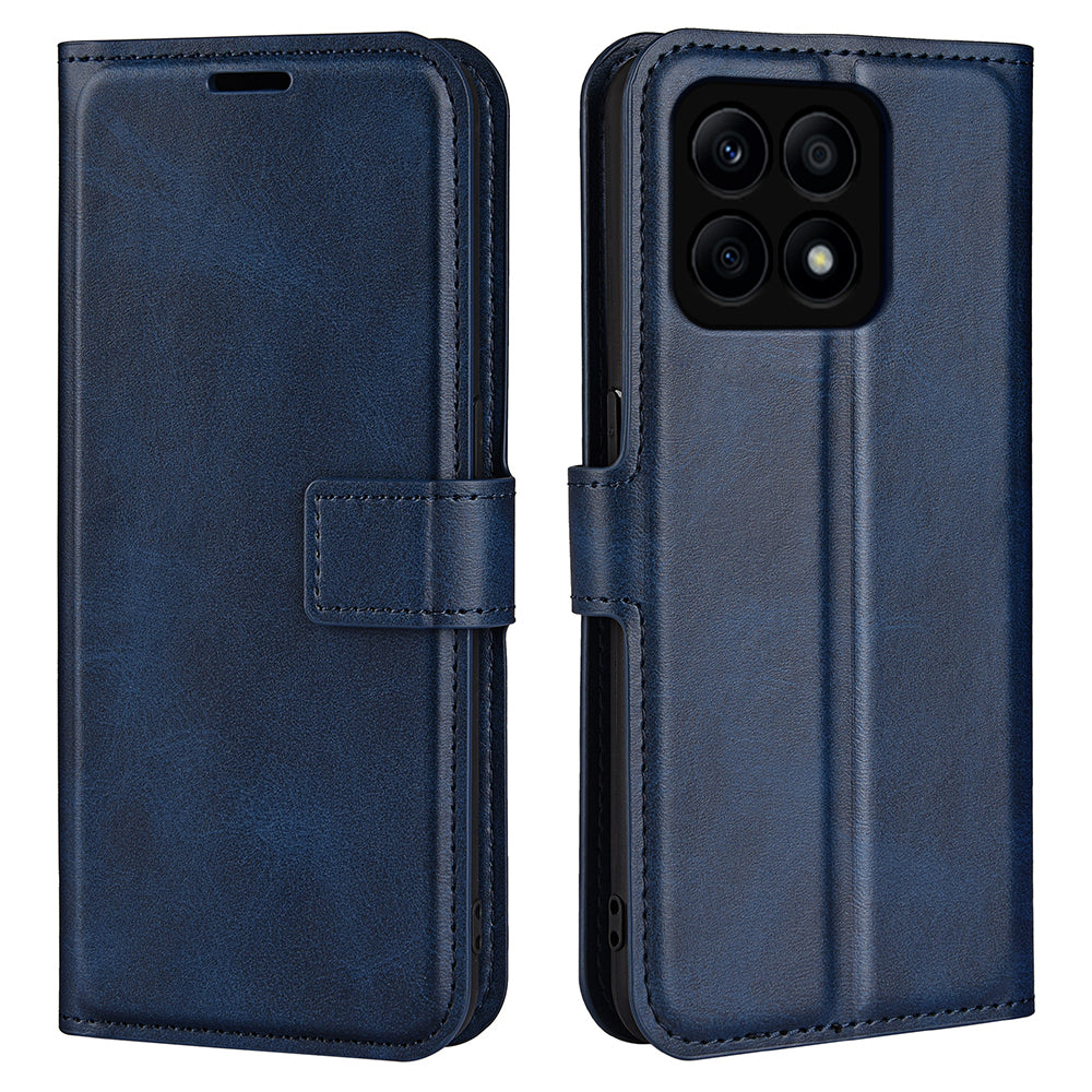 For Honor X8a 4G Calf Texture Stand Wallet PU Leather Case Square Magnetic Closure Flip Phone Cover