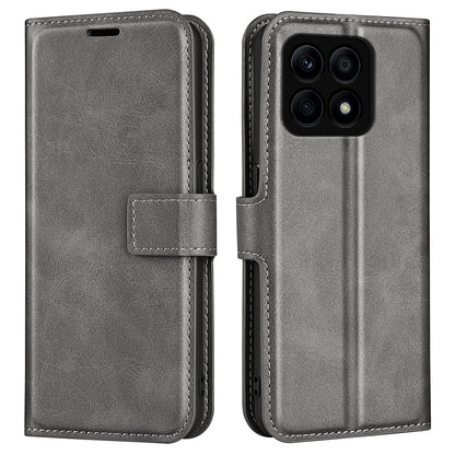 For Honor X8a 4G Calf Texture Stand Wallet PU Leather Case Square Magnetic Closure Flip Phone Cover