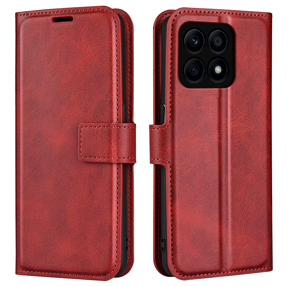 For Honor X8a 4G Calf Texture Stand Wallet PU Leather Case Square Magnetic Closure Flip Phone Cover