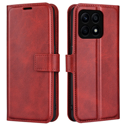 For Honor X8a 4G Calf Texture Stand Wallet PU Leather Case Square Magnetic Closure Flip Phone Cover