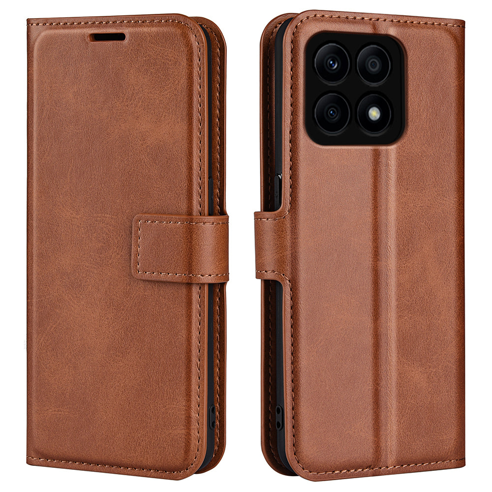 For Honor X8a 4G Calf Texture Stand Wallet PU Leather Case Square Magnetic Closure Flip Phone Cover