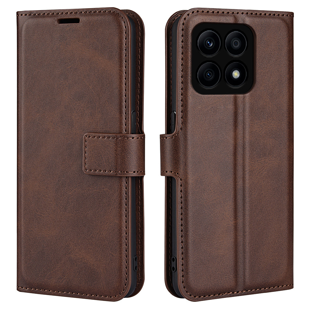 For Honor X8a 4G Calf Texture Stand Wallet PU Leather Case Square Magnetic Closure Flip Phone Cover