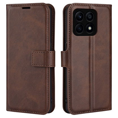 For Honor X8a 4G Calf Texture Stand Wallet PU Leather Case Square Magnetic Closure Flip Phone Cover