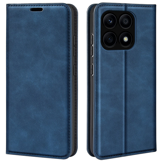 For Honor X8a 4G Skin-touch Feeling Magnetic Phone Shell PU Leather Stand Wallet Phone Case
