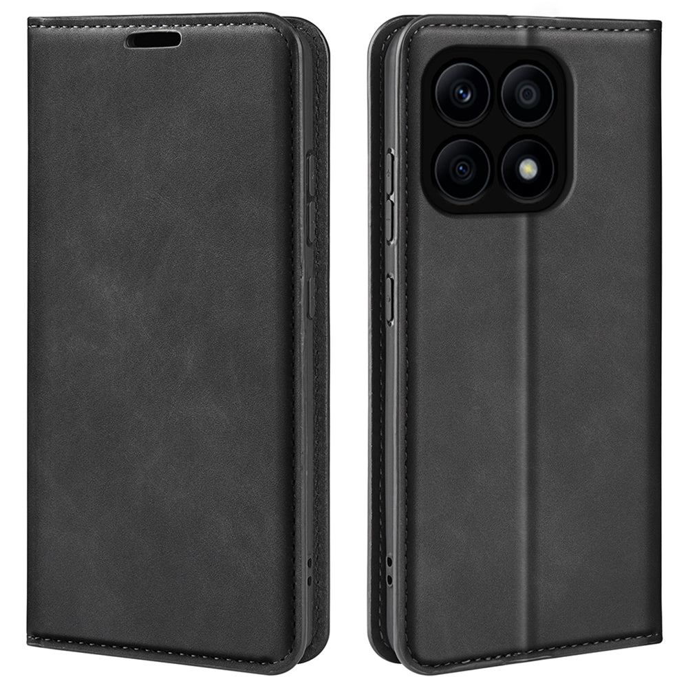 For Honor X8a 4G Skin-touch Feeling Magnetic Phone Shell PU Leather Stand Wallet Phone Case