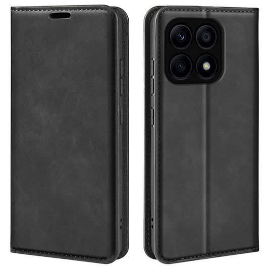 For Honor X8a 4G Skin-touch Feeling Magnetic Phone Shell PU Leather Stand Wallet Phone Case