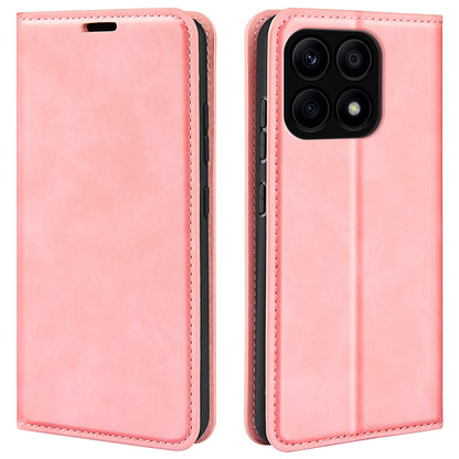 For Honor X8a 4G Skin-touch Feeling Magnetic Phone Shell PU Leather Stand Wallet Phone Case