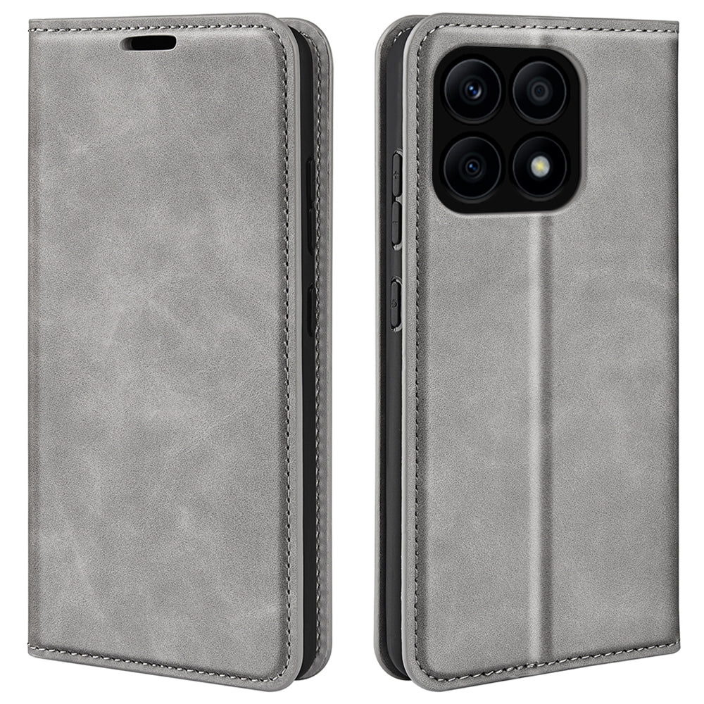 For Honor X8a 4G Skin-touch Feeling Magnetic Phone Shell PU Leather Stand Wallet Phone Case
