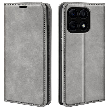 For Honor X8a 4G Skin-touch Feeling Magnetic Phone Shell PU Leather Stand Wallet Phone Case
