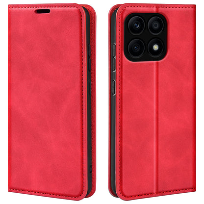 For Honor X8a 4G Skin-touch Feeling Magnetic Phone Shell PU Leather Stand Wallet Phone Case