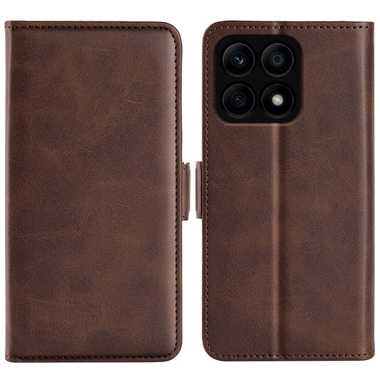 For Honor X8a 4G Calf Texture Phone Case PU Leather Dual Magnetic Clasp Foldable Stand Wallet  Cover