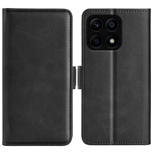 For Honor X8a 4G Calf Texture Phone Case PU Leather Dual Magnetic Clasp Foldable Stand Wallet  Cover