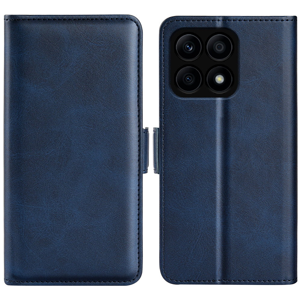 For Honor X8a 4G Calf Texture Phone Case PU Leather Dual Magnetic Clasp Foldable Stand Wallet  Cover