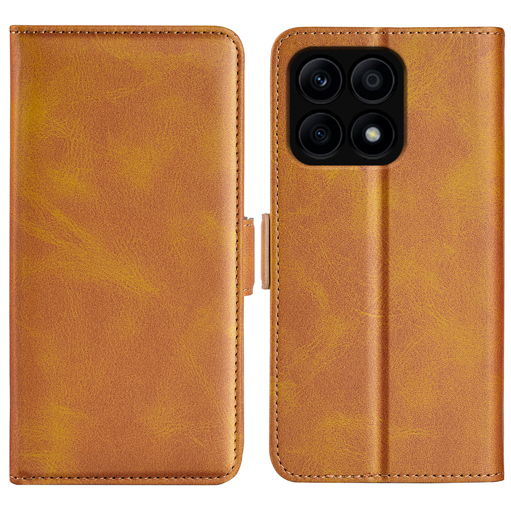 For Honor X8a 4G Calf Texture Phone Case PU Leather Dual Magnetic Clasp Foldable Stand Wallet  Cover