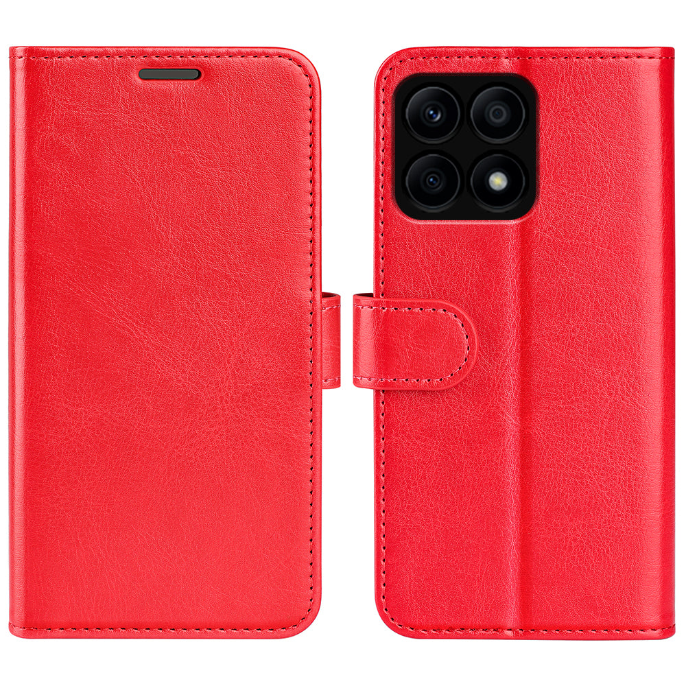 For Honor X8a 4G PU Leather + TPU Phone Wallet Cover Crazy Horse Texture Flip Stand Case