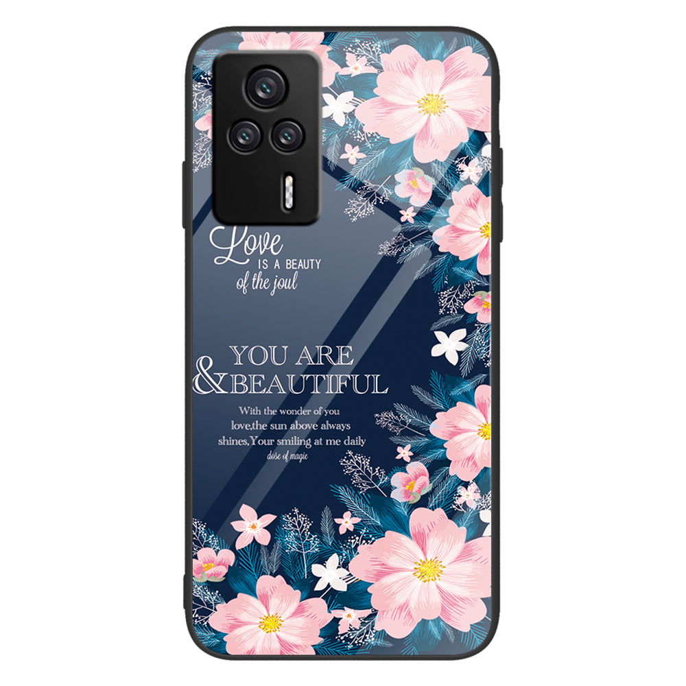 For Xiaomi Redmi K60E 5G Tempered Glass+PC+TPU Phone Case Pattern Printing Shockproof Cover