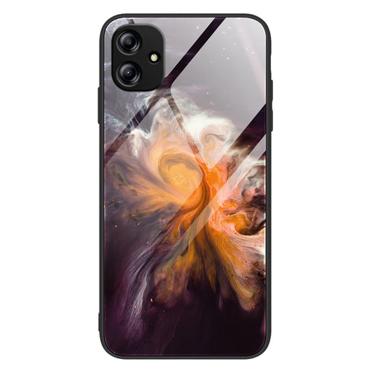 For Samsung Galaxy A04e 4G / F04 4G / M04 4G Mobile Phone Case Tempered Glass + PC + TPU Marble Pattern Phone Cover
