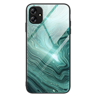 For Samsung Galaxy A04e 4G / F04 4G / M04 4G Mobile Phone Case Tempered Glass + PC + TPU Marble Pattern Phone Cover