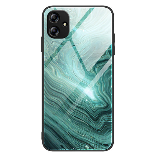 For Samsung Galaxy A04e 4G / F04 4G / M04 4G Mobile Phone Case Tempered Glass + PC + TPU Marble Pattern Phone Cover