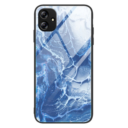 For Samsung Galaxy A04e 4G / F04 4G / M04 4G Mobile Phone Case Tempered Glass + PC + TPU Marble Pattern Phone Cover