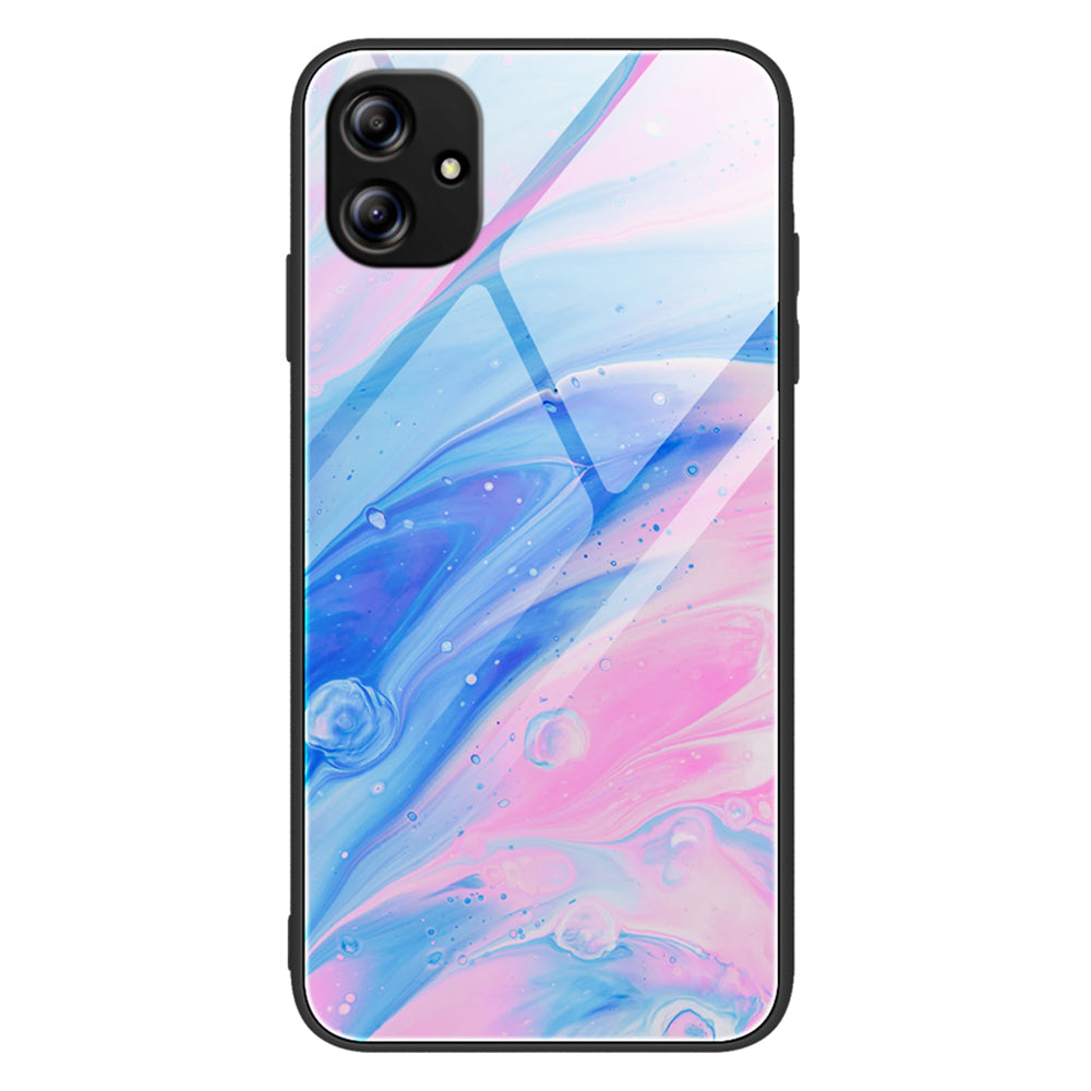 For Samsung Galaxy A04e 4G / F04 4G / M04 4G Mobile Phone Case Tempered Glass + PC + TPU Marble Pattern Phone Cover