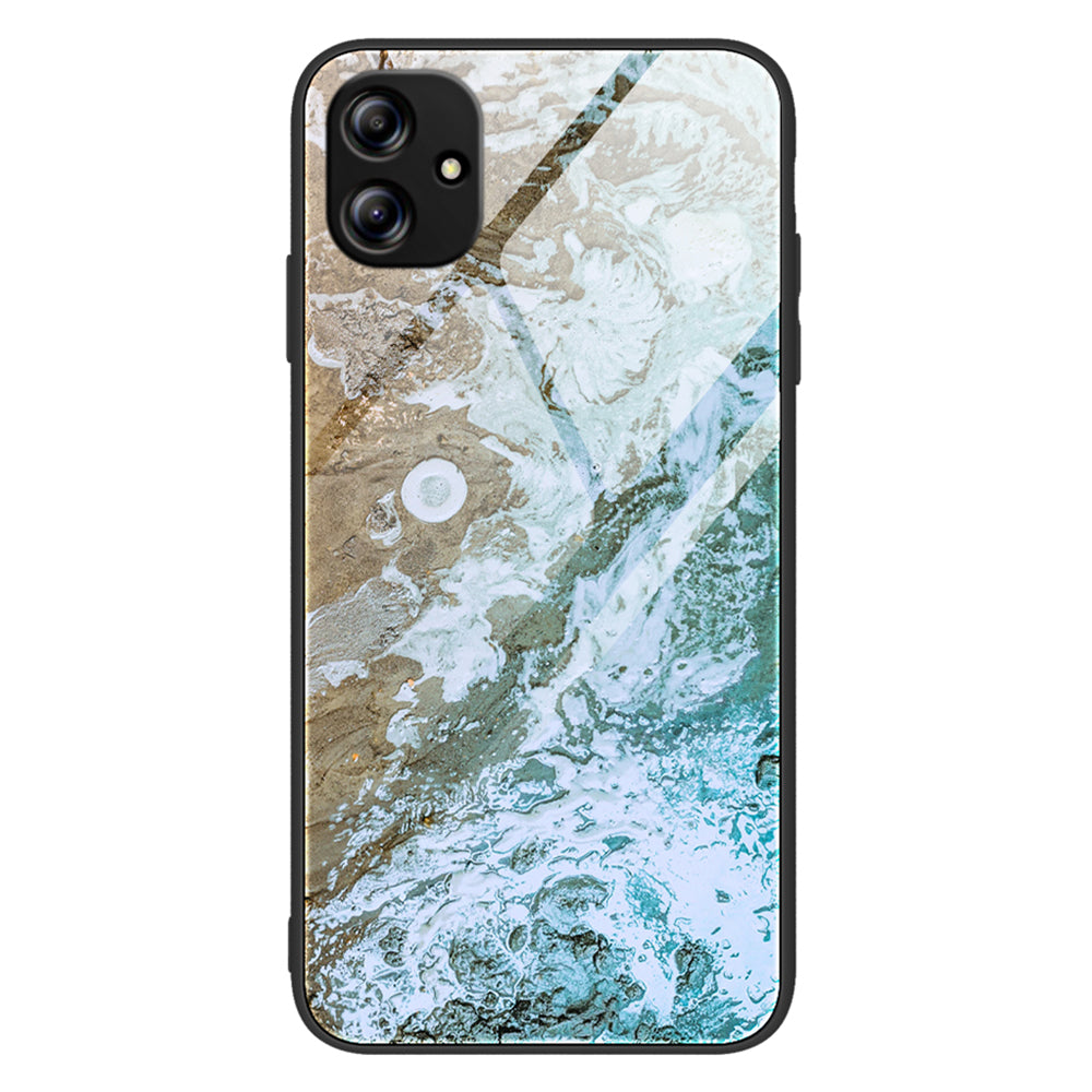 For Samsung Galaxy A04e 4G / F04 4G / M04 4G Mobile Phone Case Tempered Glass + PC + TPU Marble Pattern Phone Cover
