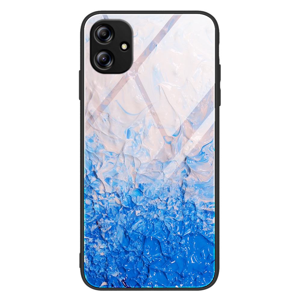 For Samsung Galaxy A04e 4G / F04 4G / M04 4G Mobile Phone Case Tempered Glass + PC + TPU Marble Pattern Phone Cover