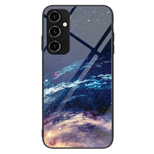 For Samsung Galaxy A34 5G Pattern Printing Phone Case Tempered Glass+PC+TPU Protective Phone Cover