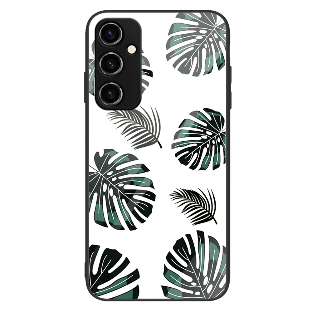 For Samsung Galaxy A34 5G Pattern Printing Phone Case Tempered Glass+PC+TPU Protective Phone Cover