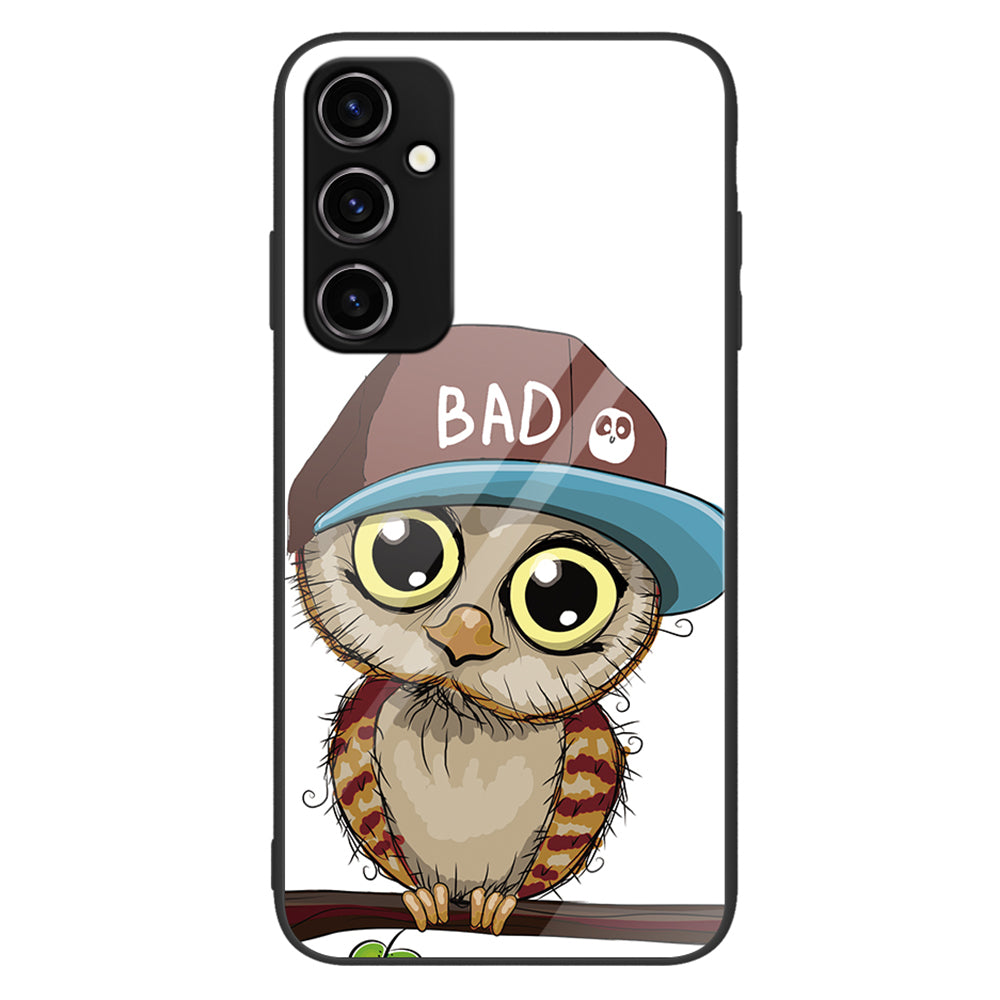 For Samsung Galaxy A34 5G Pattern Printing Phone Case Tempered Glass+PC+TPU Protective Phone Cover