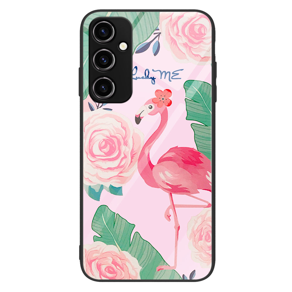 For Samsung Galaxy A34 5G Pattern Printing Phone Case Tempered Glass+PC+TPU Protective Phone Cover