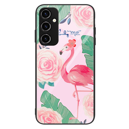 For Samsung Galaxy A34 5G Pattern Printing Phone Case Tempered Glass+PC+TPU Protective Phone Cover