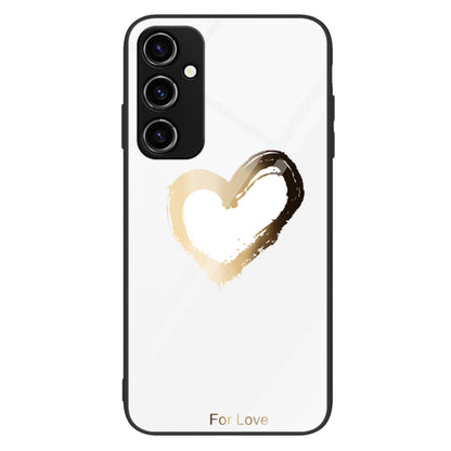For Samsung Galaxy A34 5G Pattern Printing Phone Case Tempered Glass+PC+TPU Protective Phone Cover